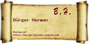 Bürger Herman névjegykártya